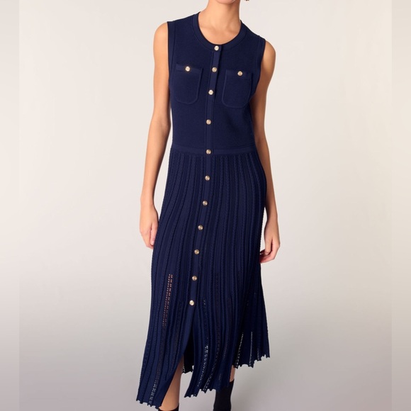 MAJE Elegant Navy Sleeveless Dress! LIKE NEW - Picture 2 of 6